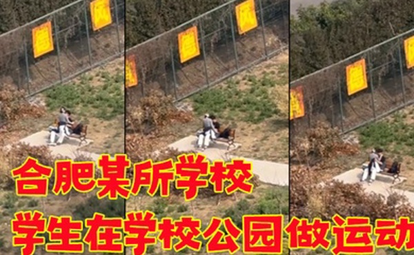 合肥某所学校学生在学校公园做运动春天来了