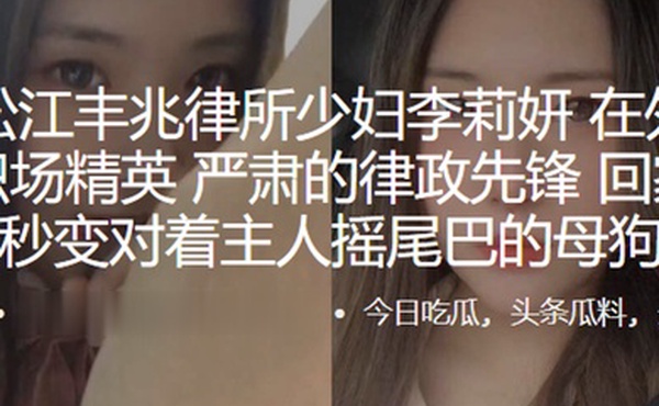 上海松江丰兆律所少妇李莉妍在外是个干练职场精英严肃的律政先锋回家以后秒变对着主人摇尾巴的母狗